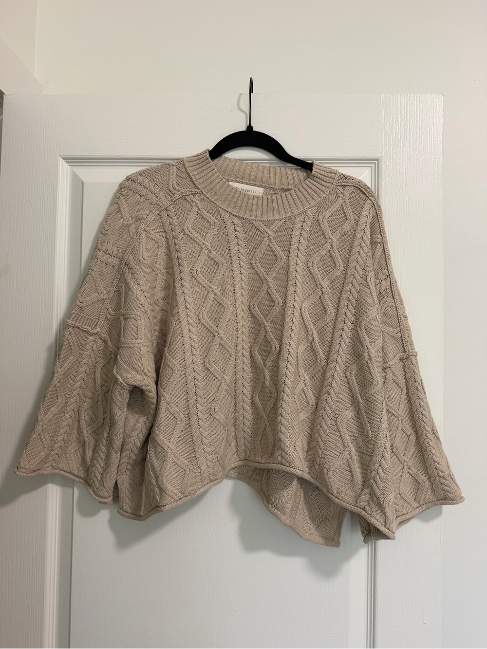 By Together Cable-Knit Pullover Sweater in Taupe - Picture 4 of 6